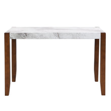 46.5' Modern Dining Table, Rectangular Faux Marble Style Table with Sturdy Wood Legs, Easy to Clean Rectangular Kitchen Table for Dining Room - detail view 4