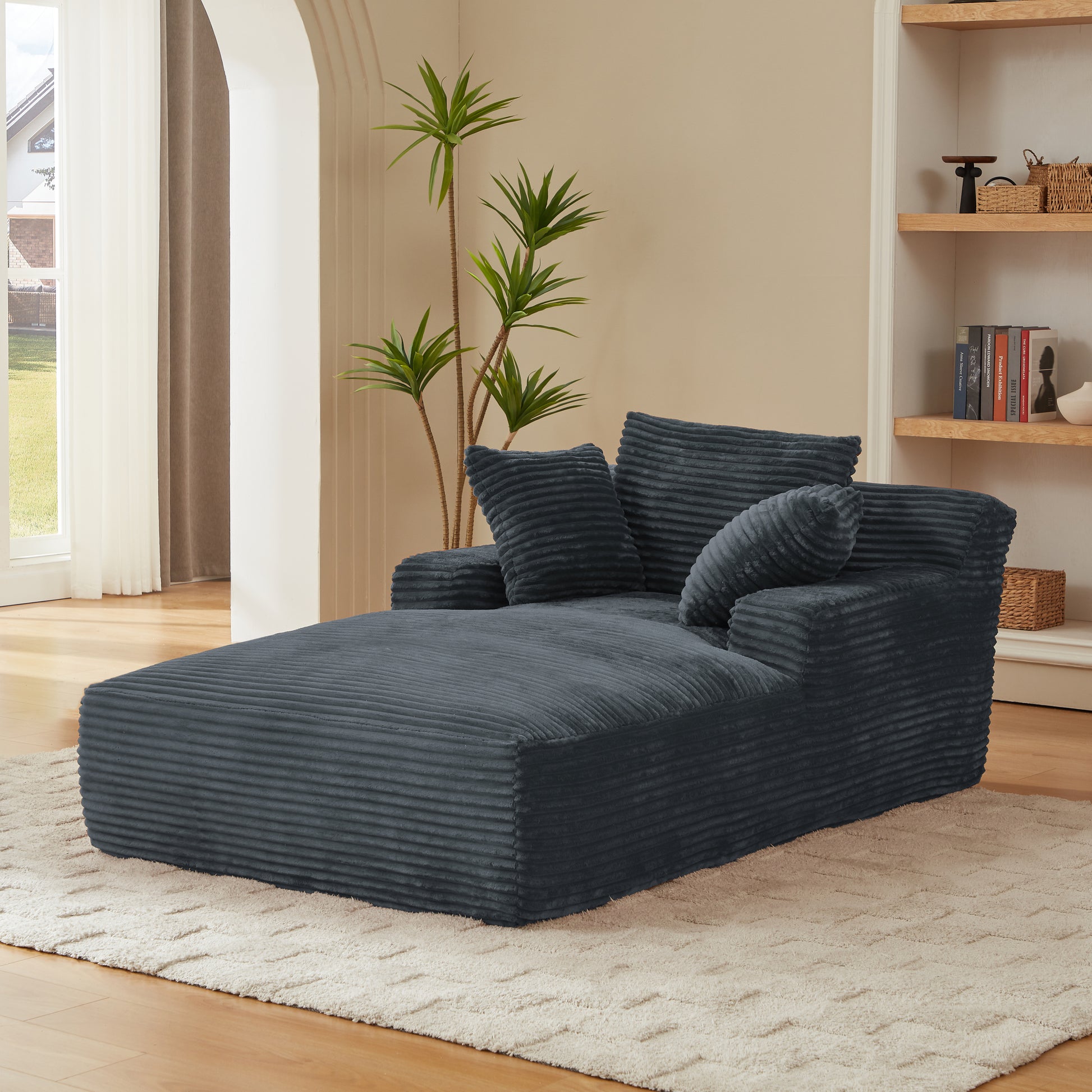 Oversized Chaise Lounge Chair Indoor - Grey - detail view 5