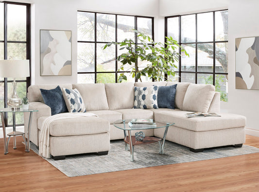 Catnapper 4550 Herringbone Oatmeal Double Chaise Sectional