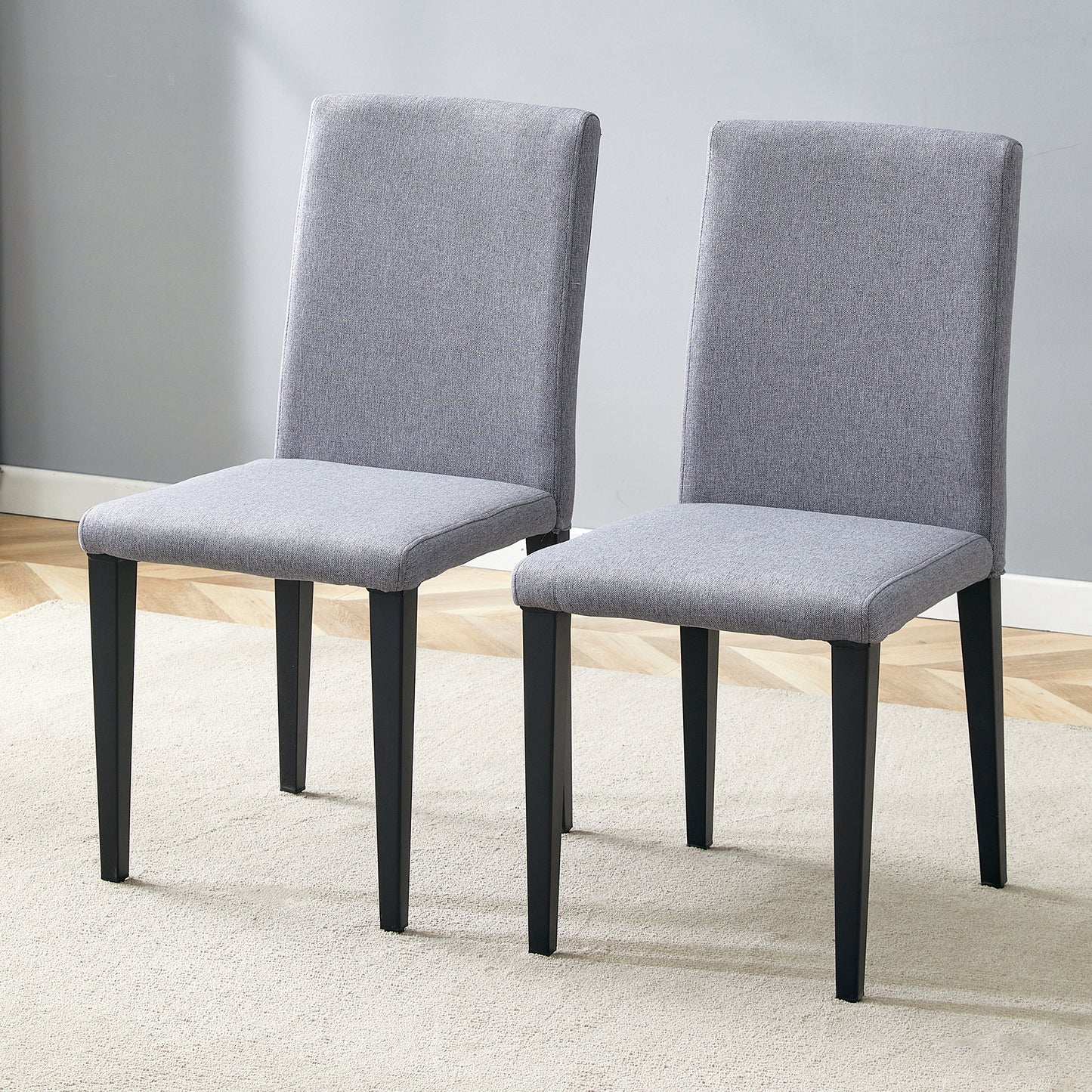 Gray Linen Dining Chairs with Black Legs (set of 2) - detail view 5