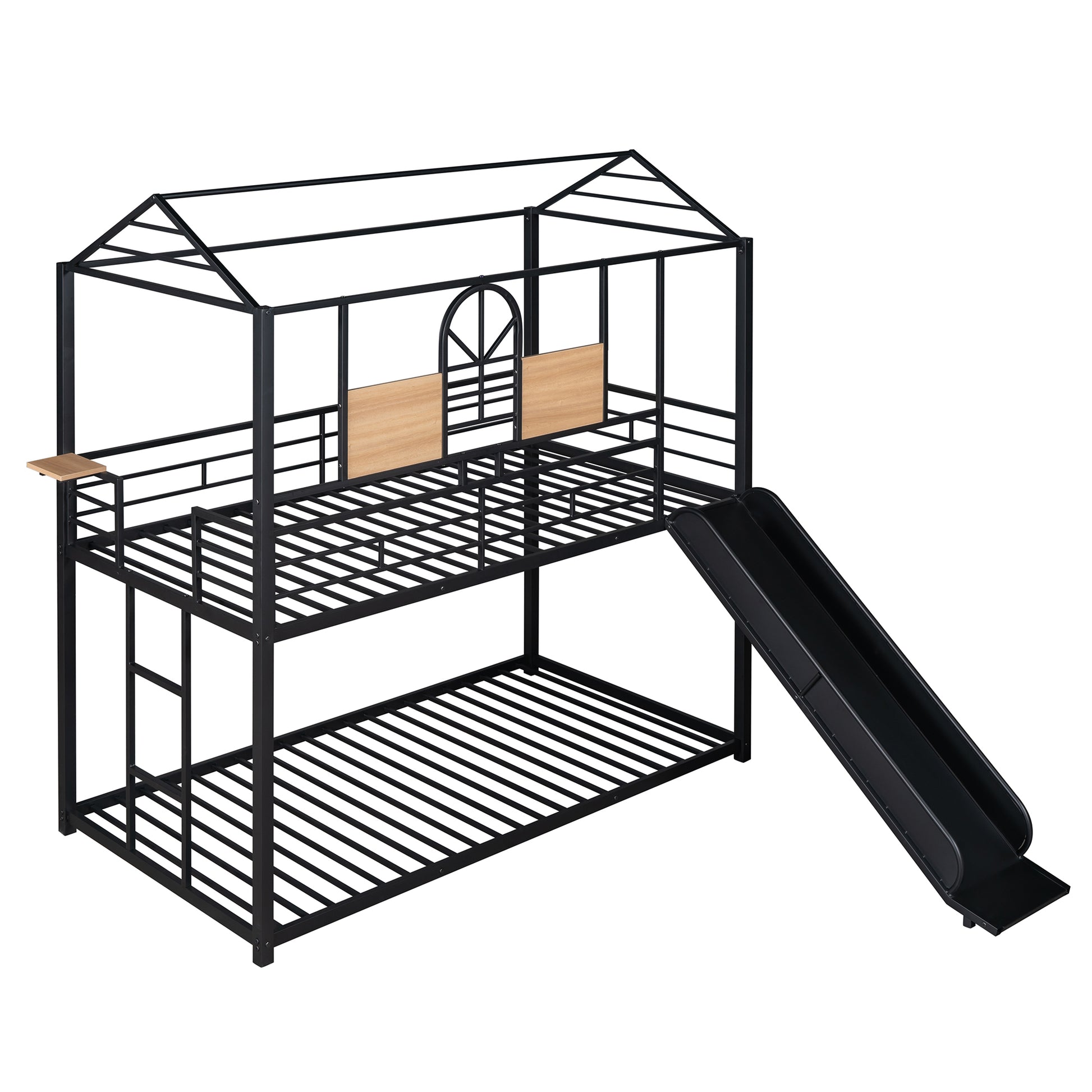 Lester Twin over Twin Metal Bunk Bed with Slide, Black