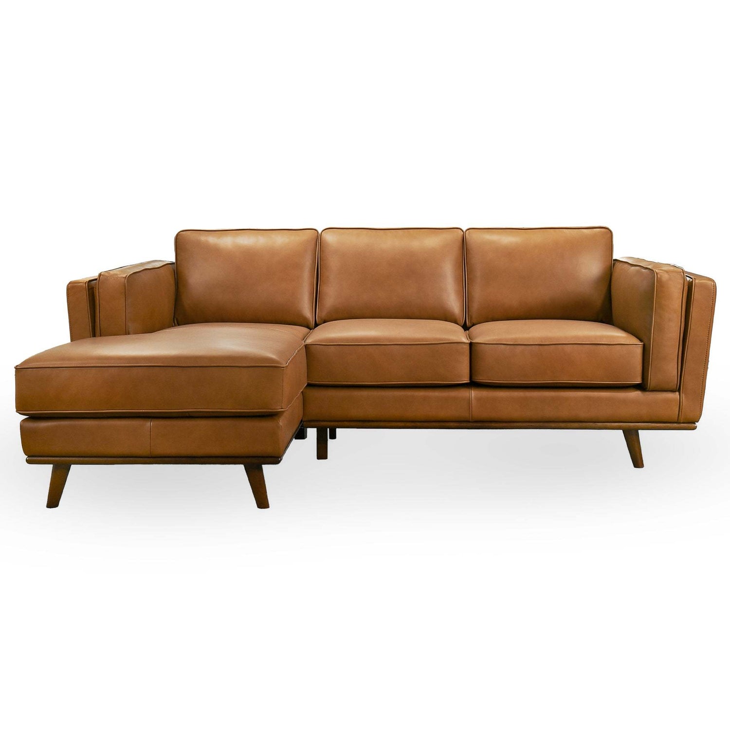 Chase Genuine Leather Sectional Left Facing Sofa Tan Leather 90.90 inches - primary color shot