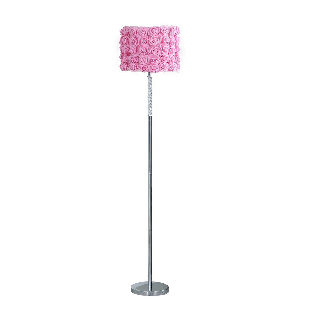 63'In Pink Roses In Bloom Acrylic/Metal Floor Lamp