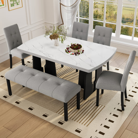 6 Piece Modern Dining Table Set - Gray,white - detail view 2