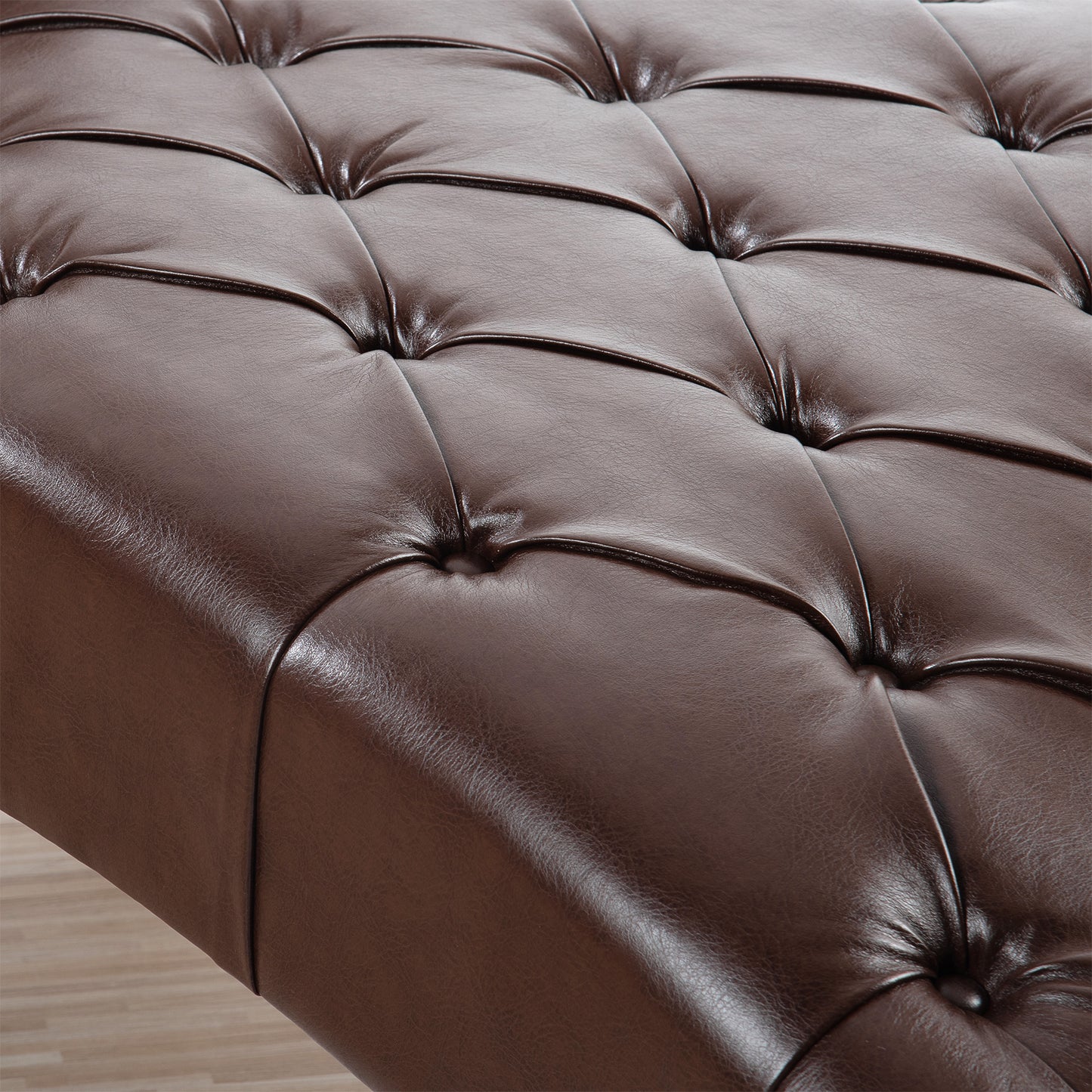 Upholstered Chaise Lounge - Brown - detail view 7