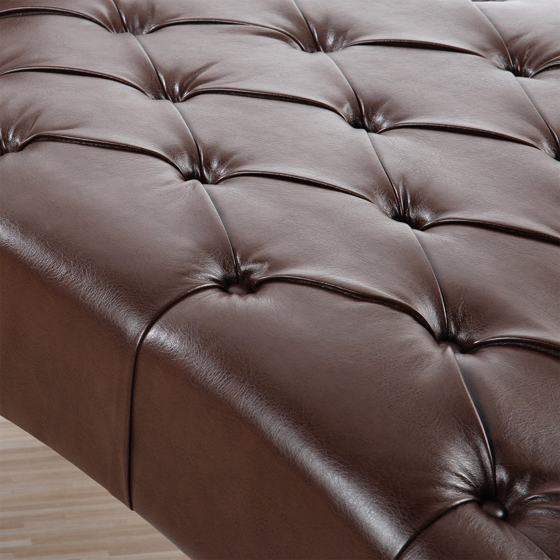 Upholstered Chaise Lounge - Brown - detail view 7