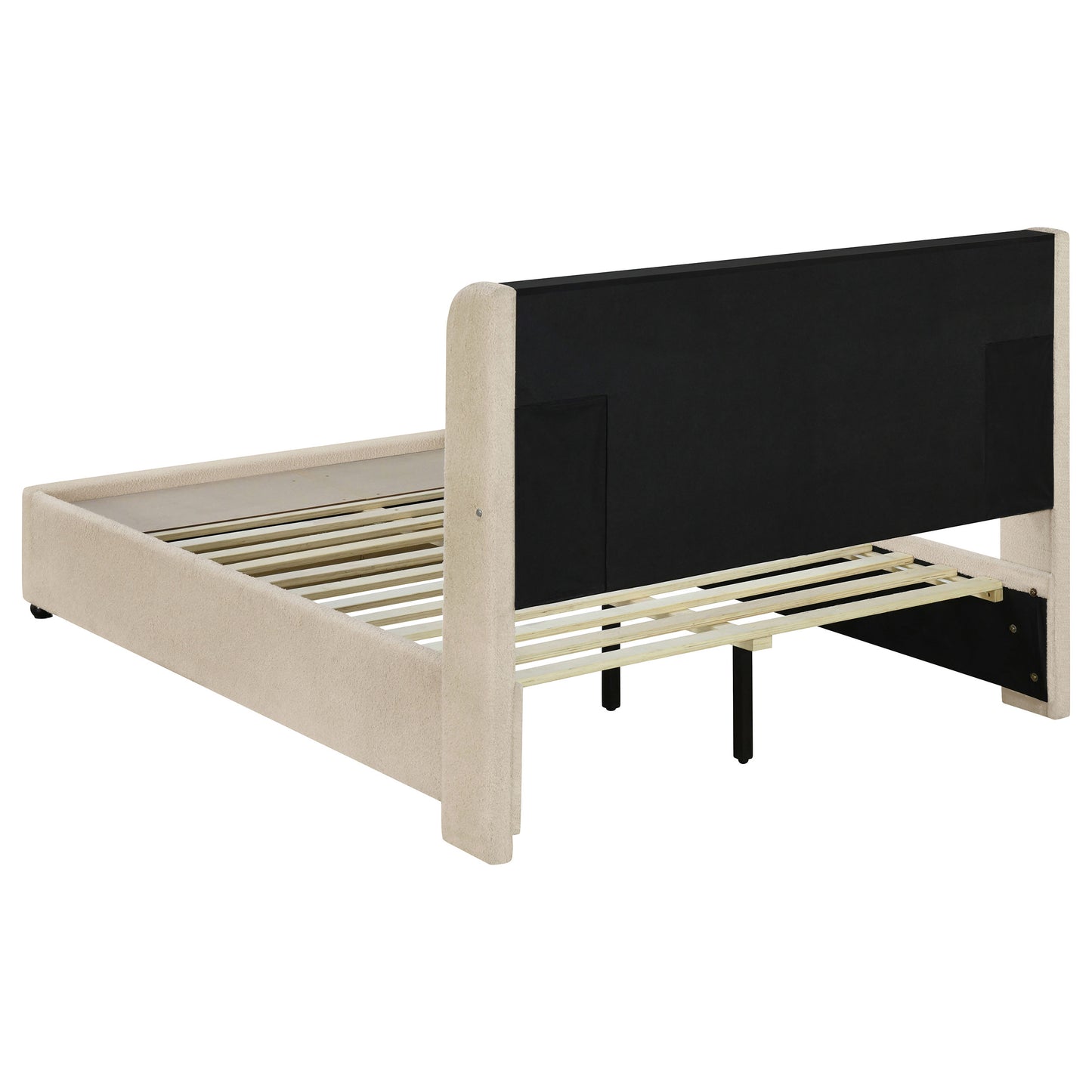 Madison Upholstered LED Full Storage Platform Bed – Cream