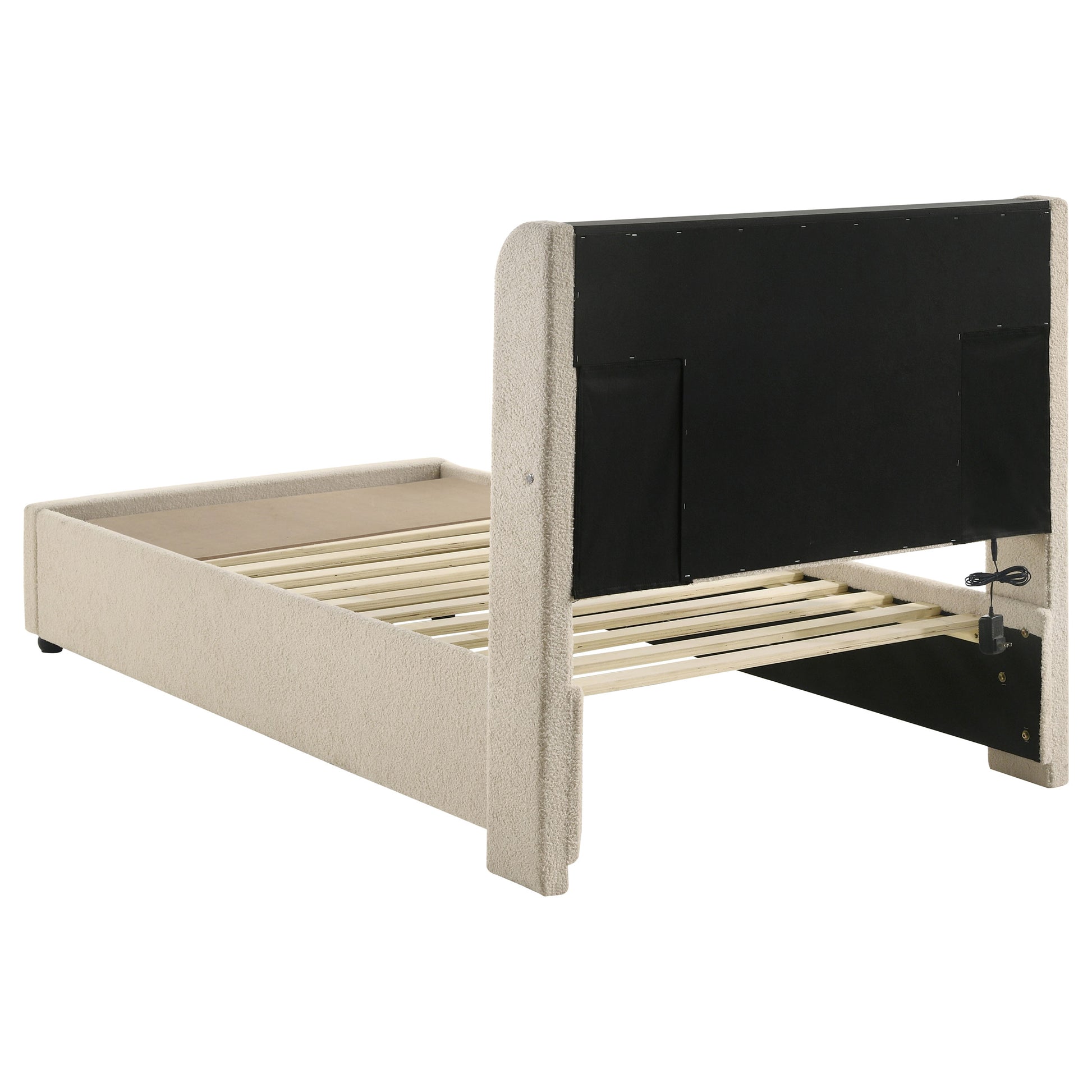Madison Upholstered LED Twin Storage Platform Bed – Cream