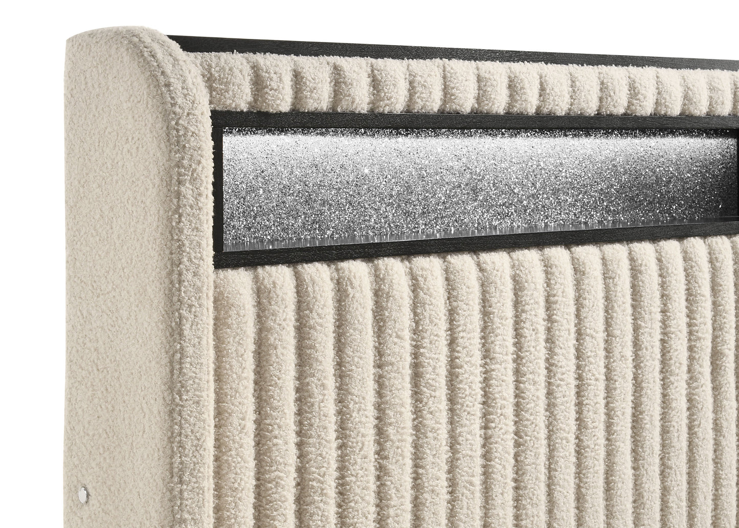 Madison Upholstered LED Twin Storage Platform Bed – Cream