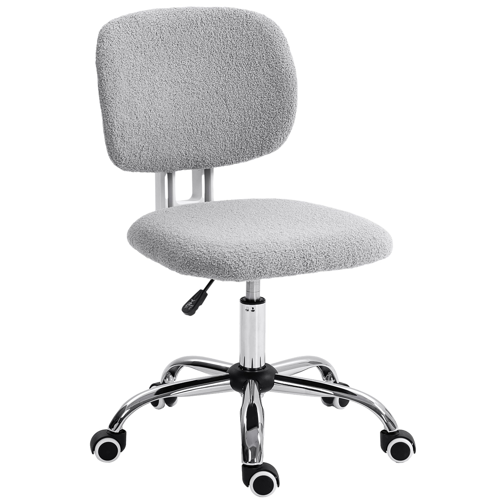 Kehlani Teddy Fleece Upholstered Armless Office Chair, Gray