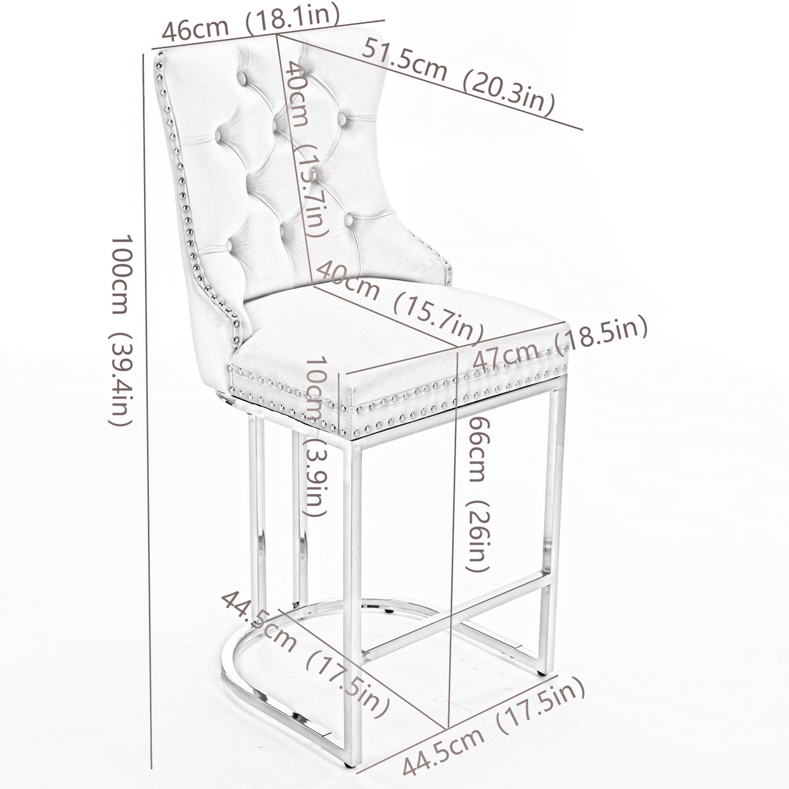 Sabine 26" Velvet Counter Height Bar Stools Set of 2 Beige