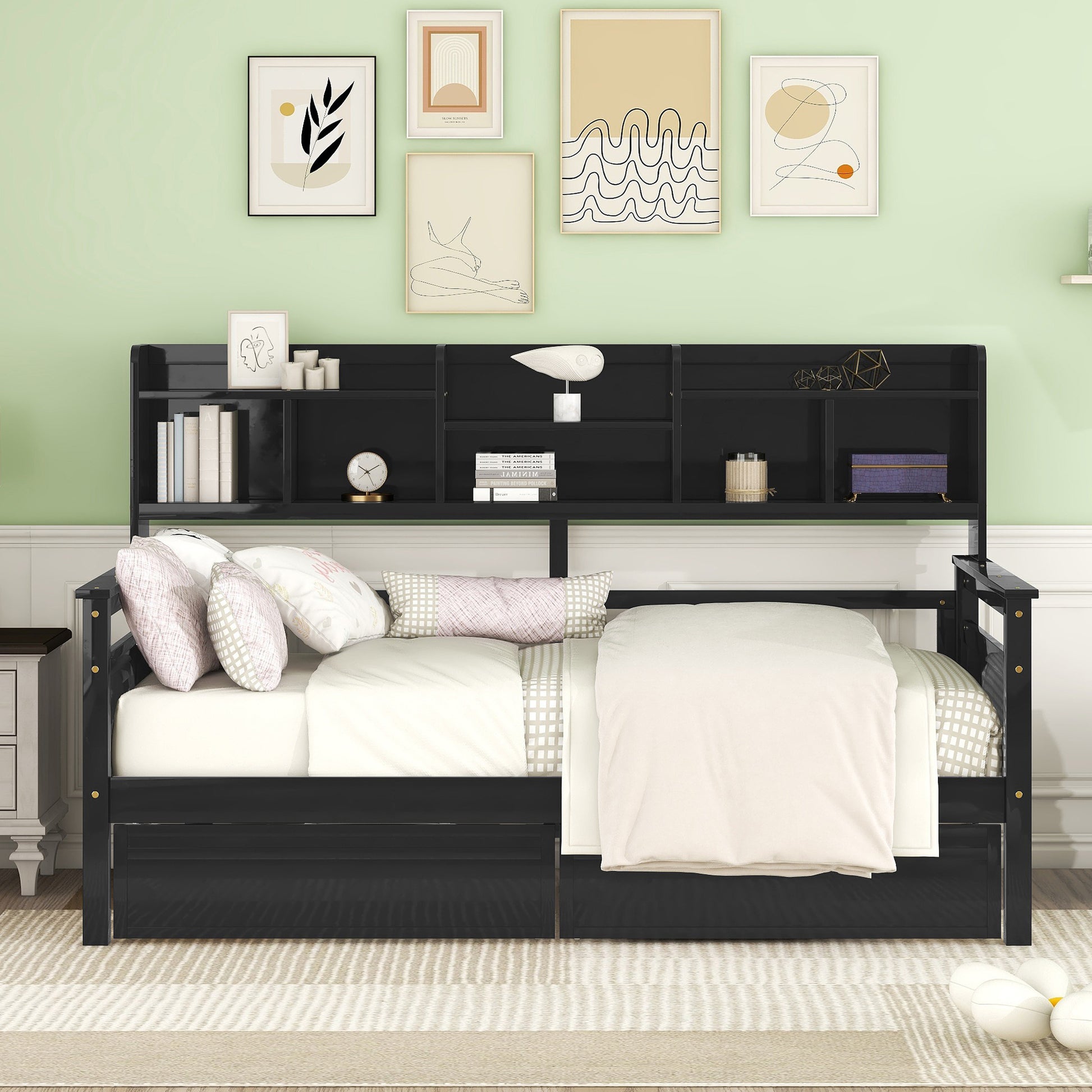 Grover Twin Bookcase Daybed with Trundle, Espresso