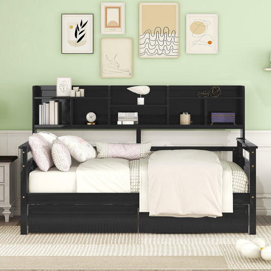 Grover Twin Bookcase Daybed with Trundle, Espresso