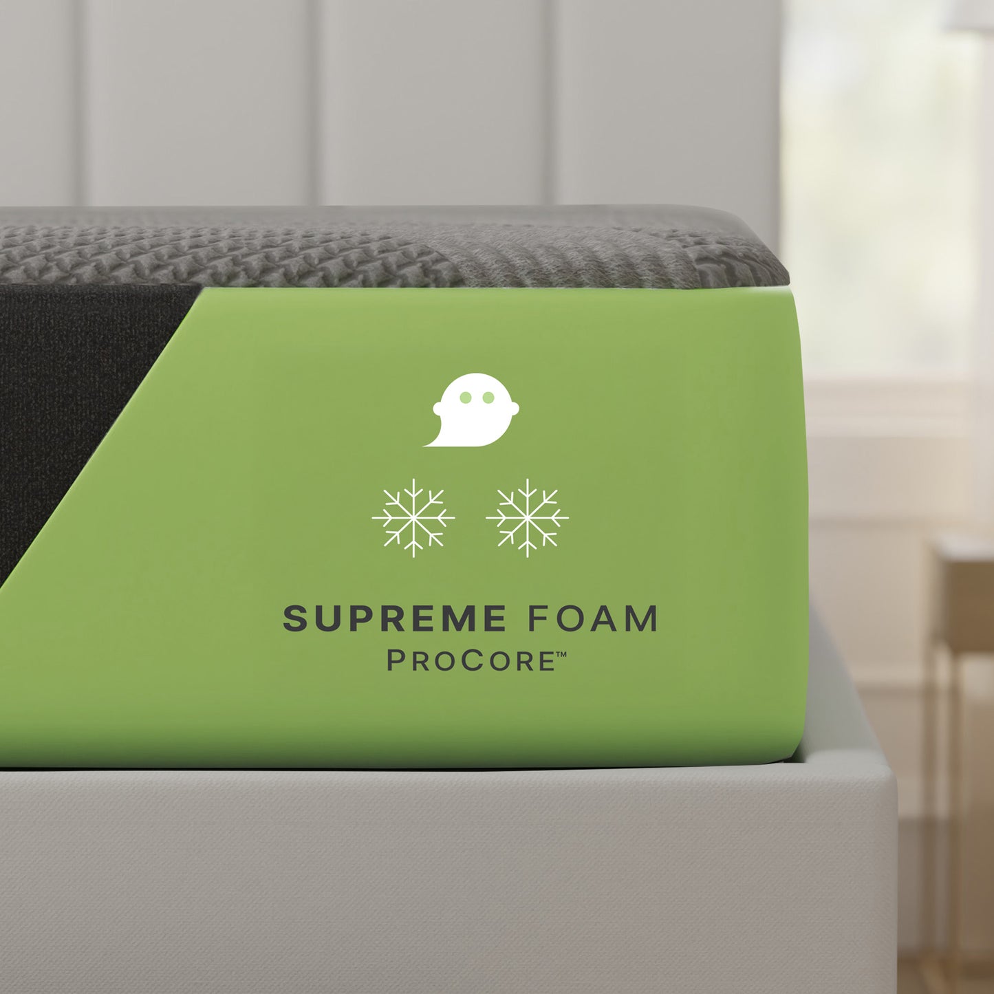 Ghostbed Supreme 12' King Foam Mattress in Grey with Procore Technology and Cooling Cover - detail view 6