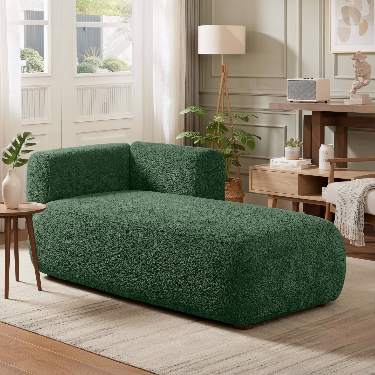 Upholstered Chaise Lounge - Green - primary color shot