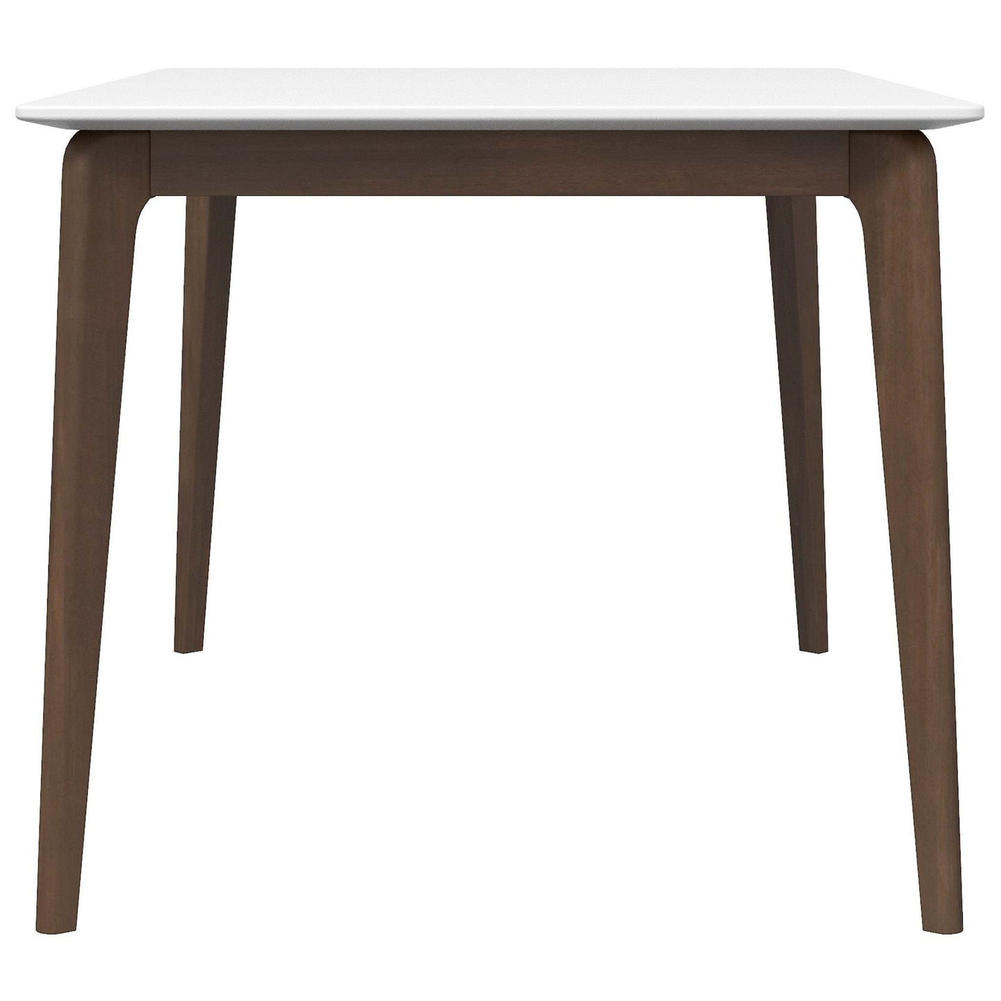 Brown and White Rectangular Solid Wood Dining Room Table with Brown Wood Base - detail view 7