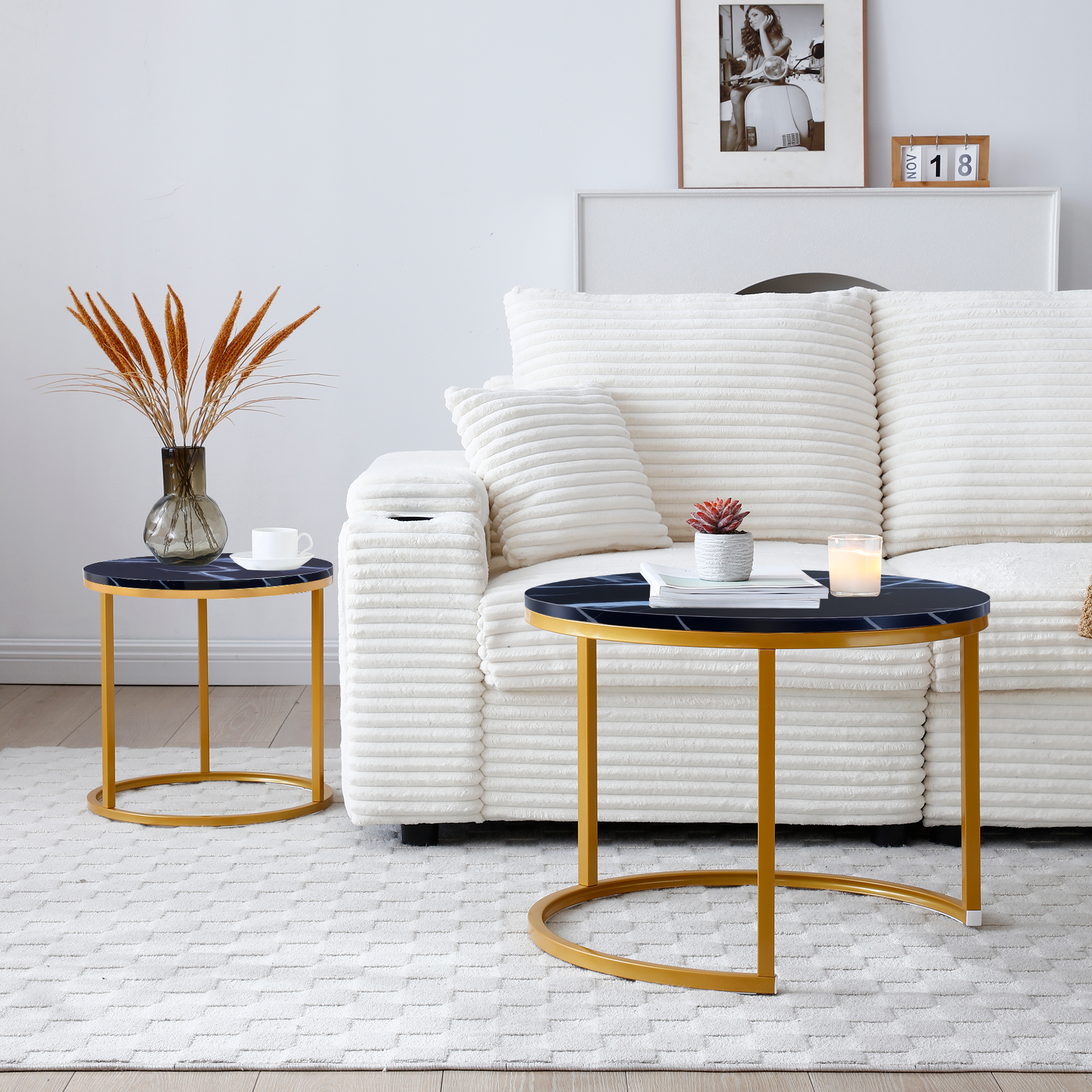 Black Nesting Tables with Gold Legs - detail view 3