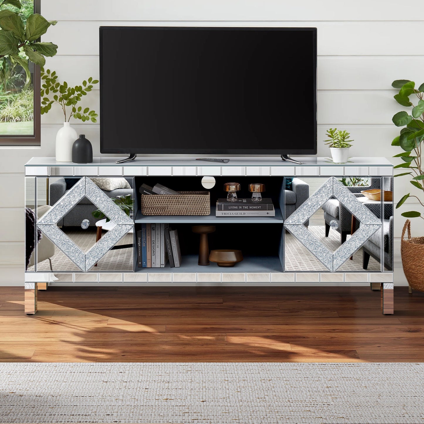 Luxury Mirror TV Stand with Storage