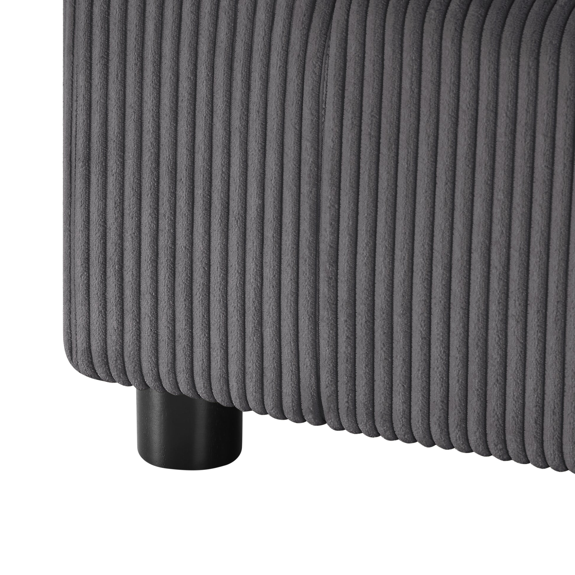 Chelsea Modular 5-Piece Sectional in Charcoal with Plush Polyester Upholstery and Removable Wood Legs - detail view 6