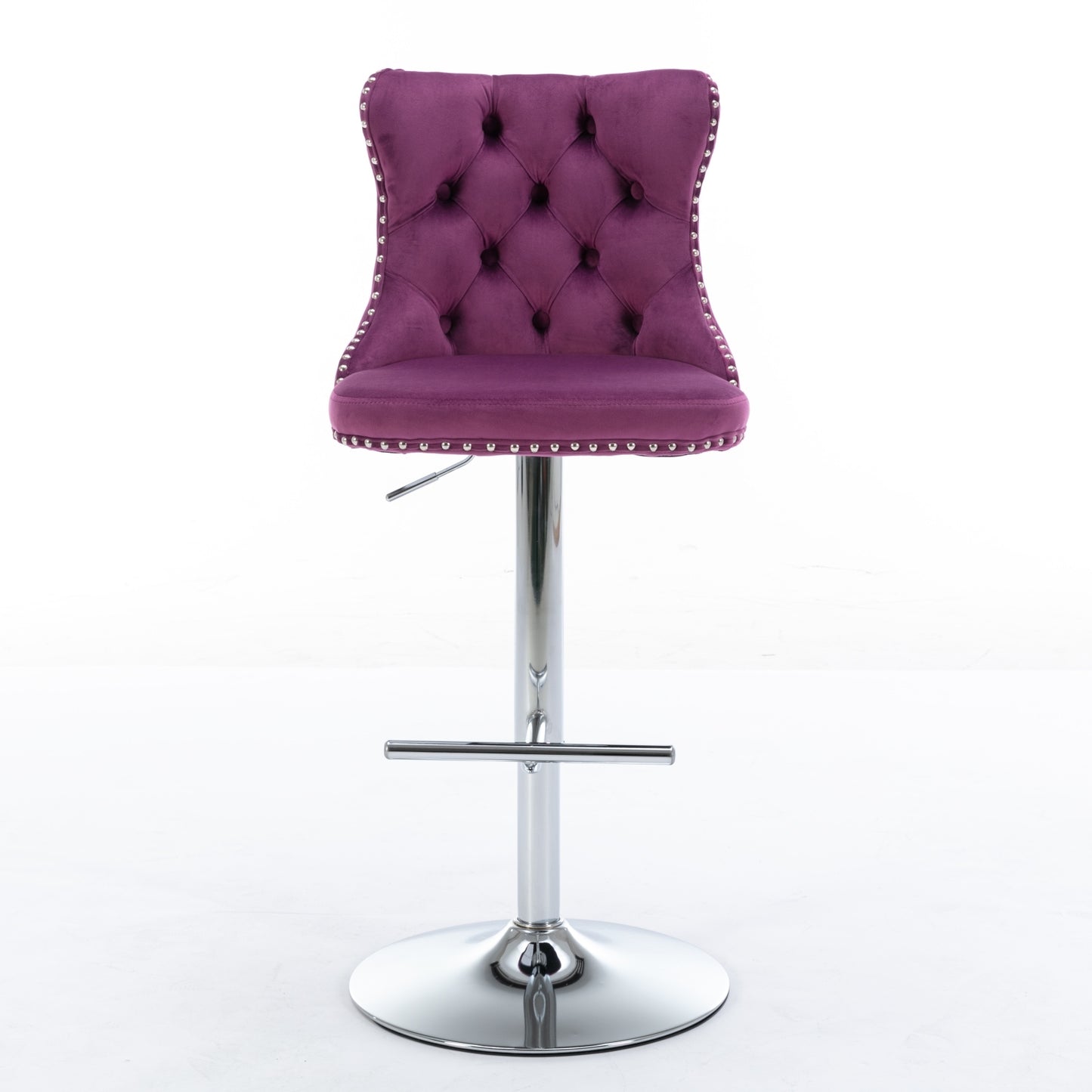 Prudence Velvet Adjustable Height Bar Stools Set of 2 Purple