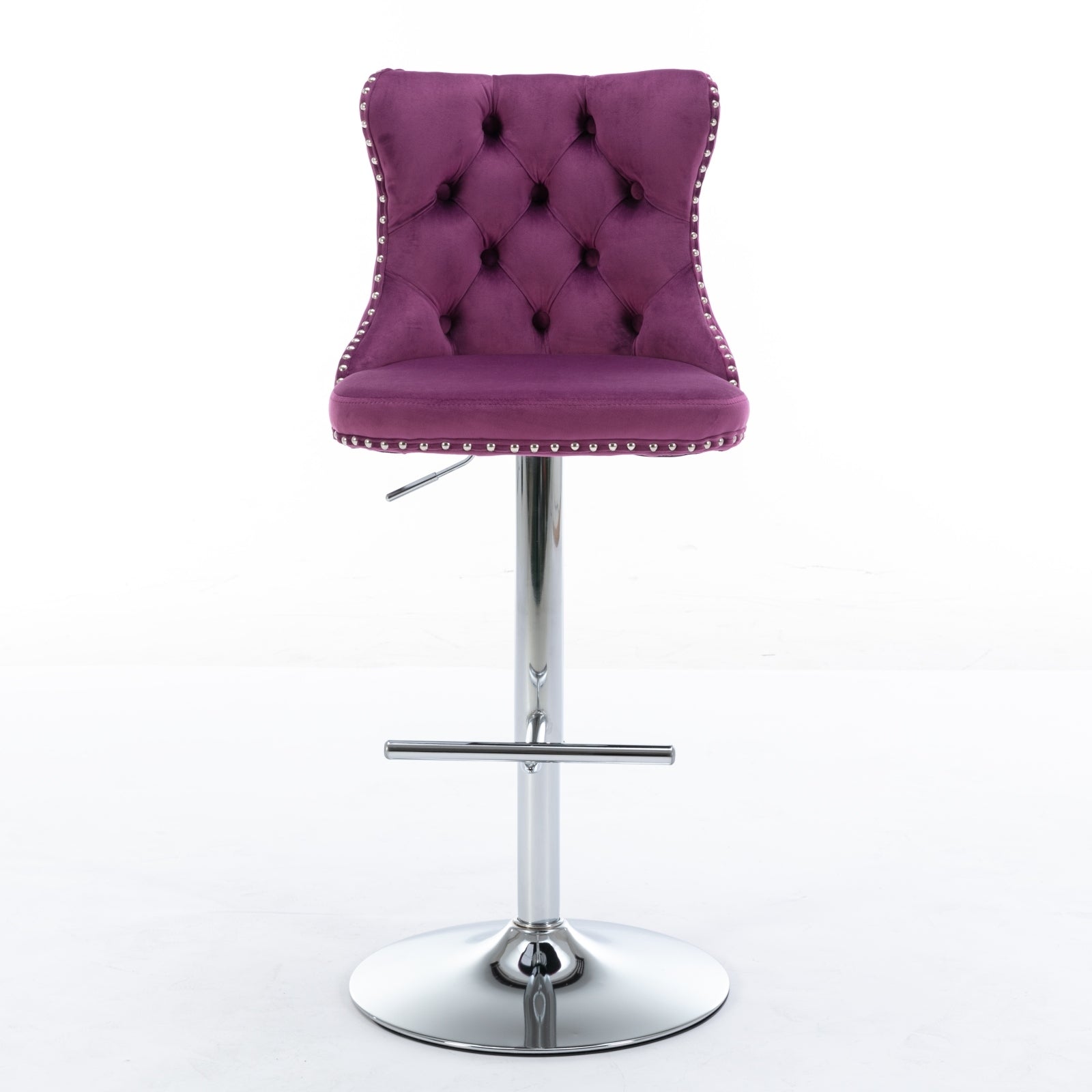 Prudence Velvet Adjustable Height Bar Stools Set of 2 Purple