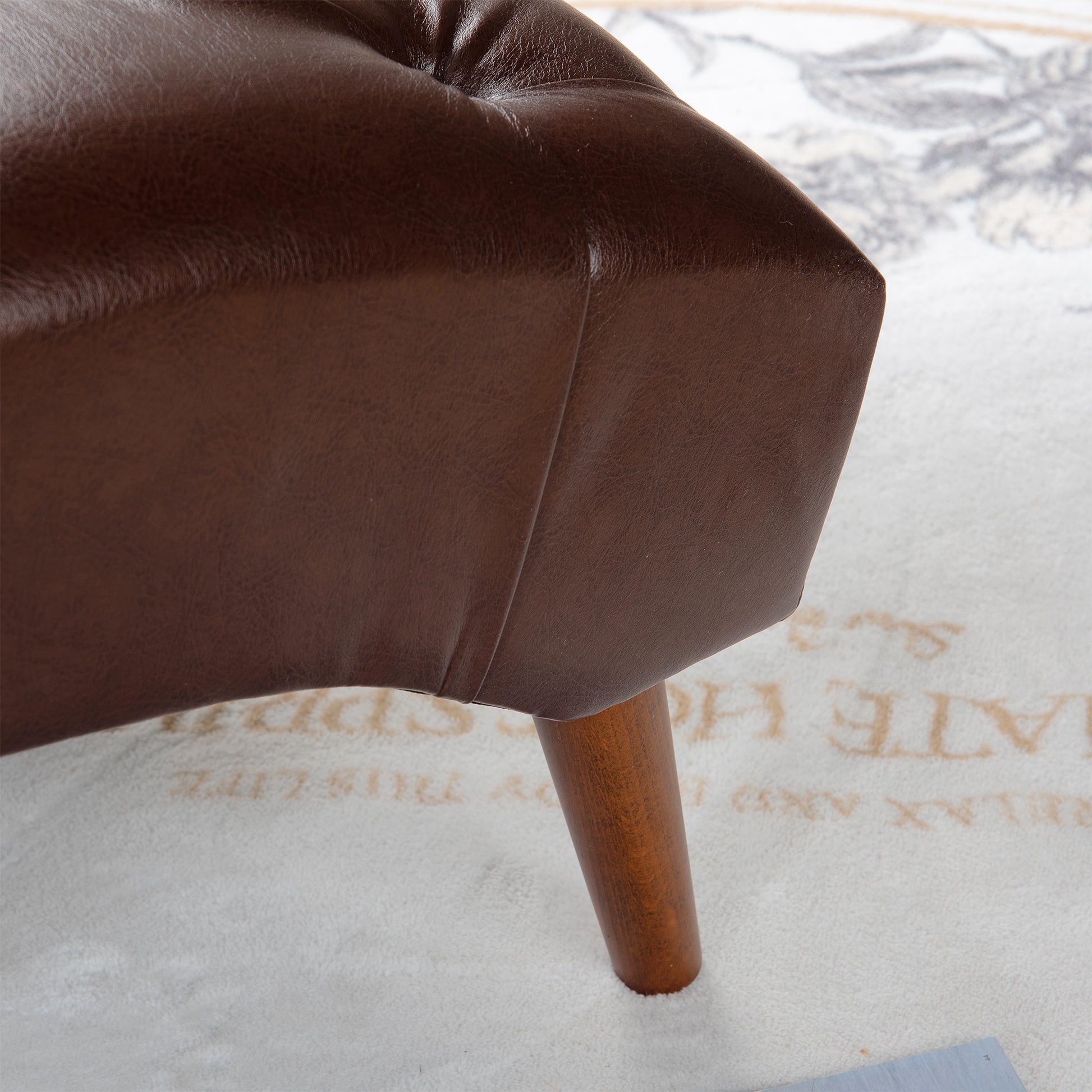 Upholstered Chaise Lounge - Brown - detail view 6