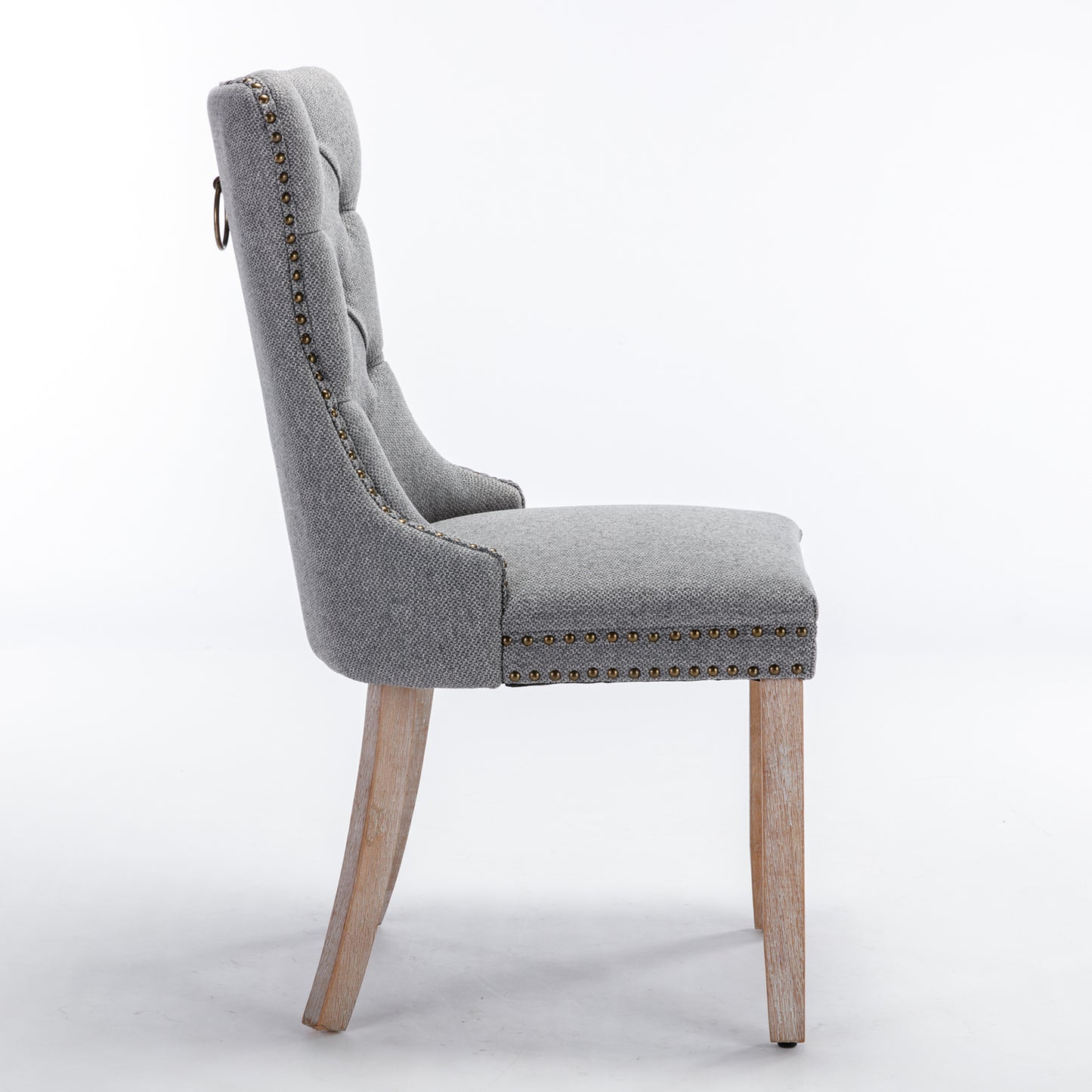 Niki Modern Velvet Side Chair with Nailhead Trim Set of 2 Gray