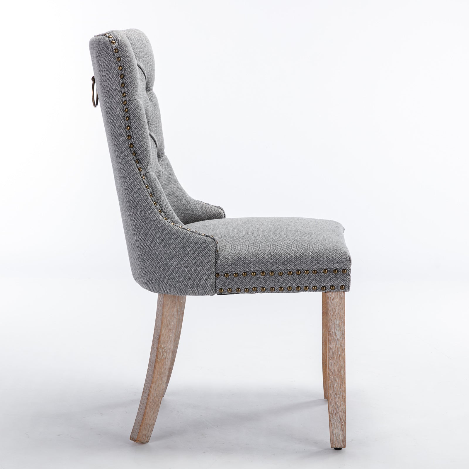 Niki Modern Velvet Side Chair with Nailhead Trim Set of 2 Gray