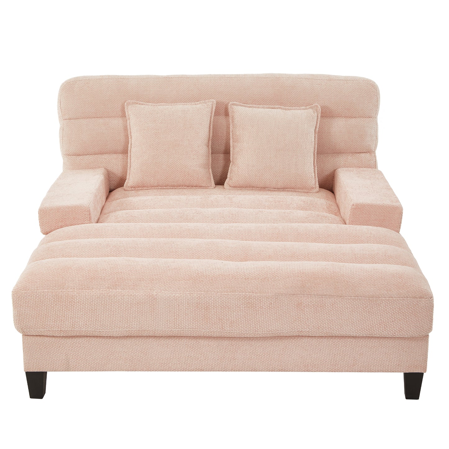 Modern Chaise Lounge Sofa 57.1' Sofa Bed with Adjustable Backrest & LED Light Strip - Pink - detail view 7