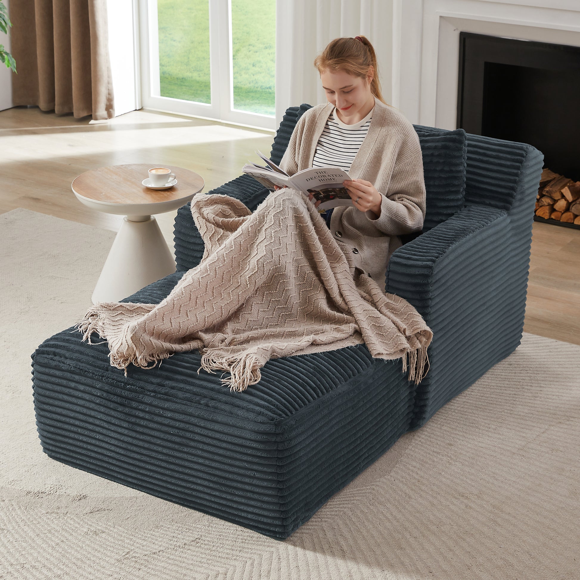 Indoor Single Chaise Sofa - Grey - detail view 5