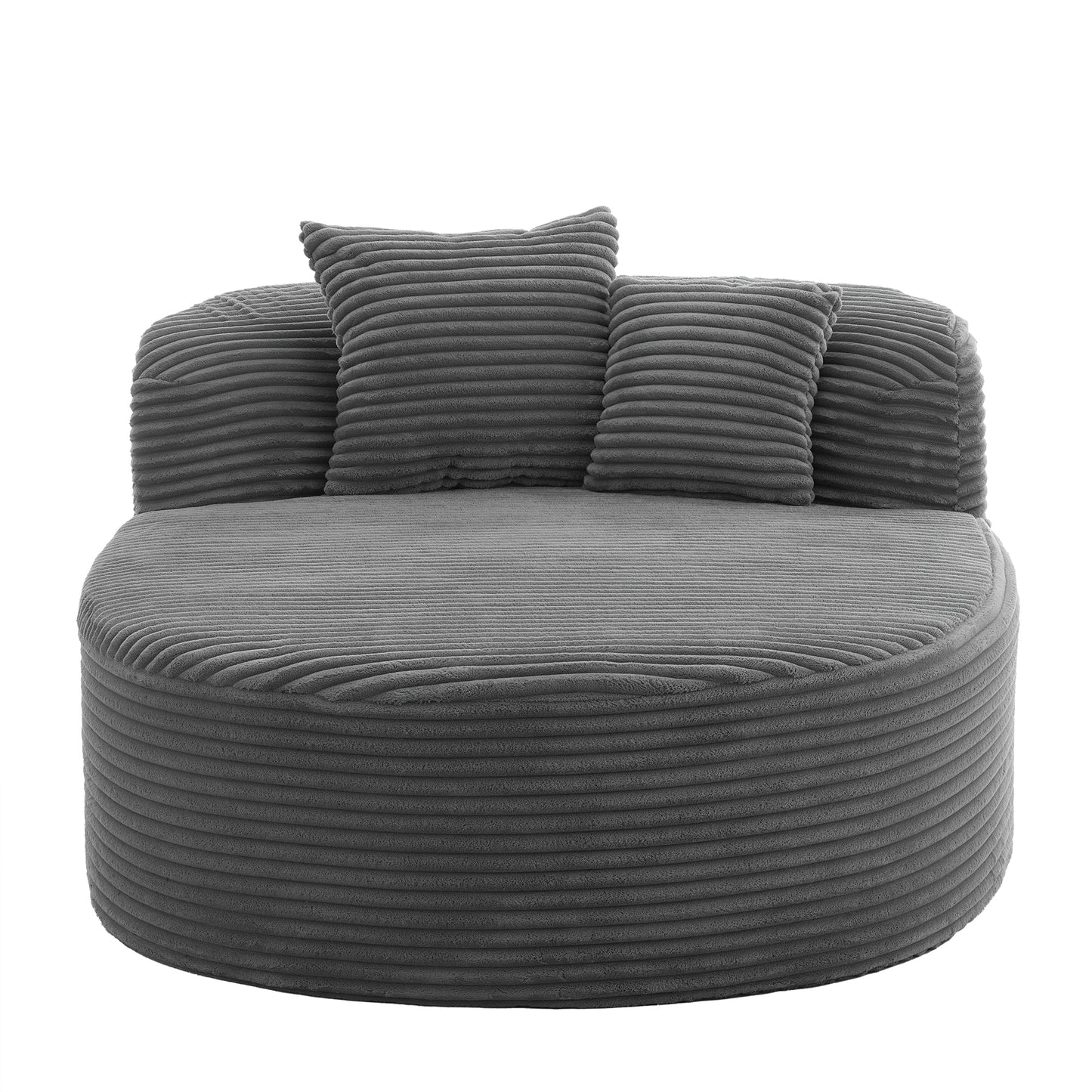 Modern Chaise Lounge Sofa Boneless Couch with Pillows - Gray - detail view 7