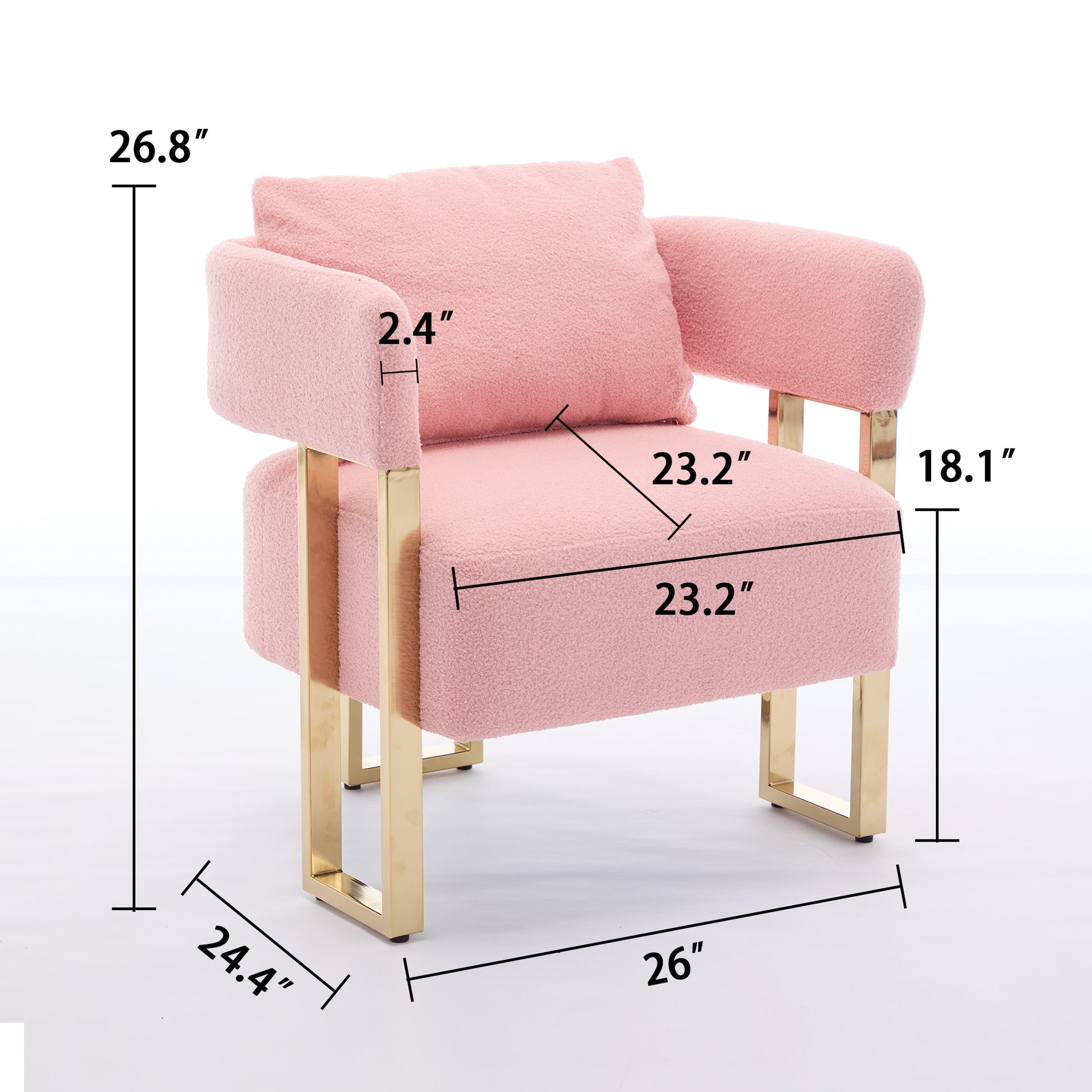 Gold Bouclé Steel Frame Accent Chair with Gold Legs - detail view 3