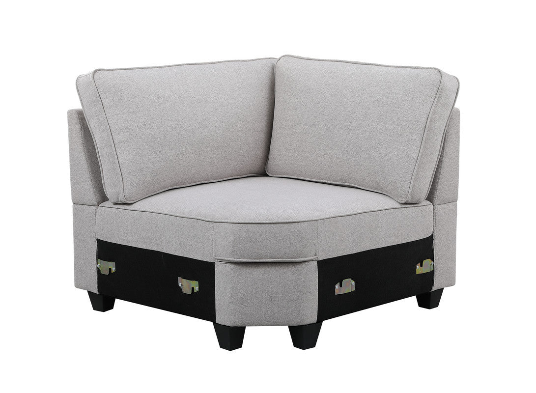 Leo 125' Light Gray Linen 8Pc Modular L-Shape Sectional Sofa and Ottoman - detail view 8
