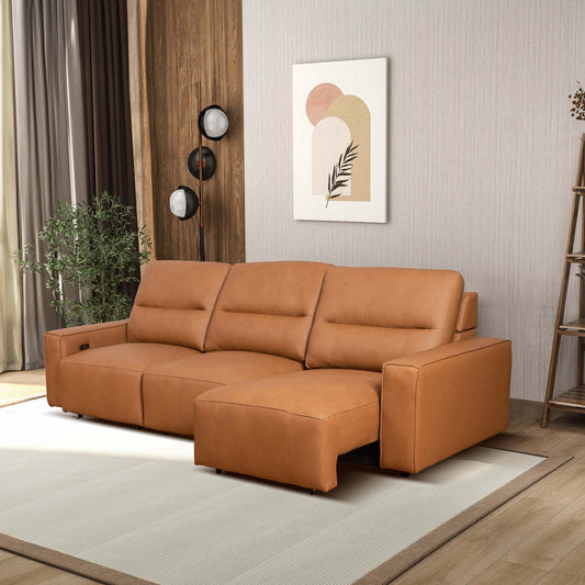 Grant Triple PWR Convertible Sofa - Cognac Leather - detail view 2