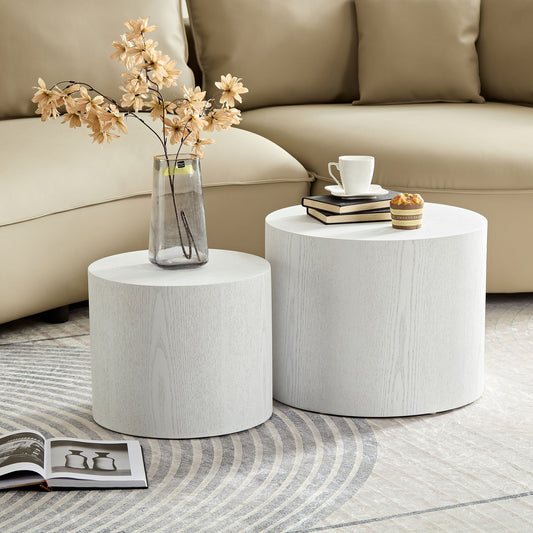 MDF with Ash/oak/walnut Veneer Side Table/coffee Table/end Table/nesting Table Set of 2 - White - primary color shot