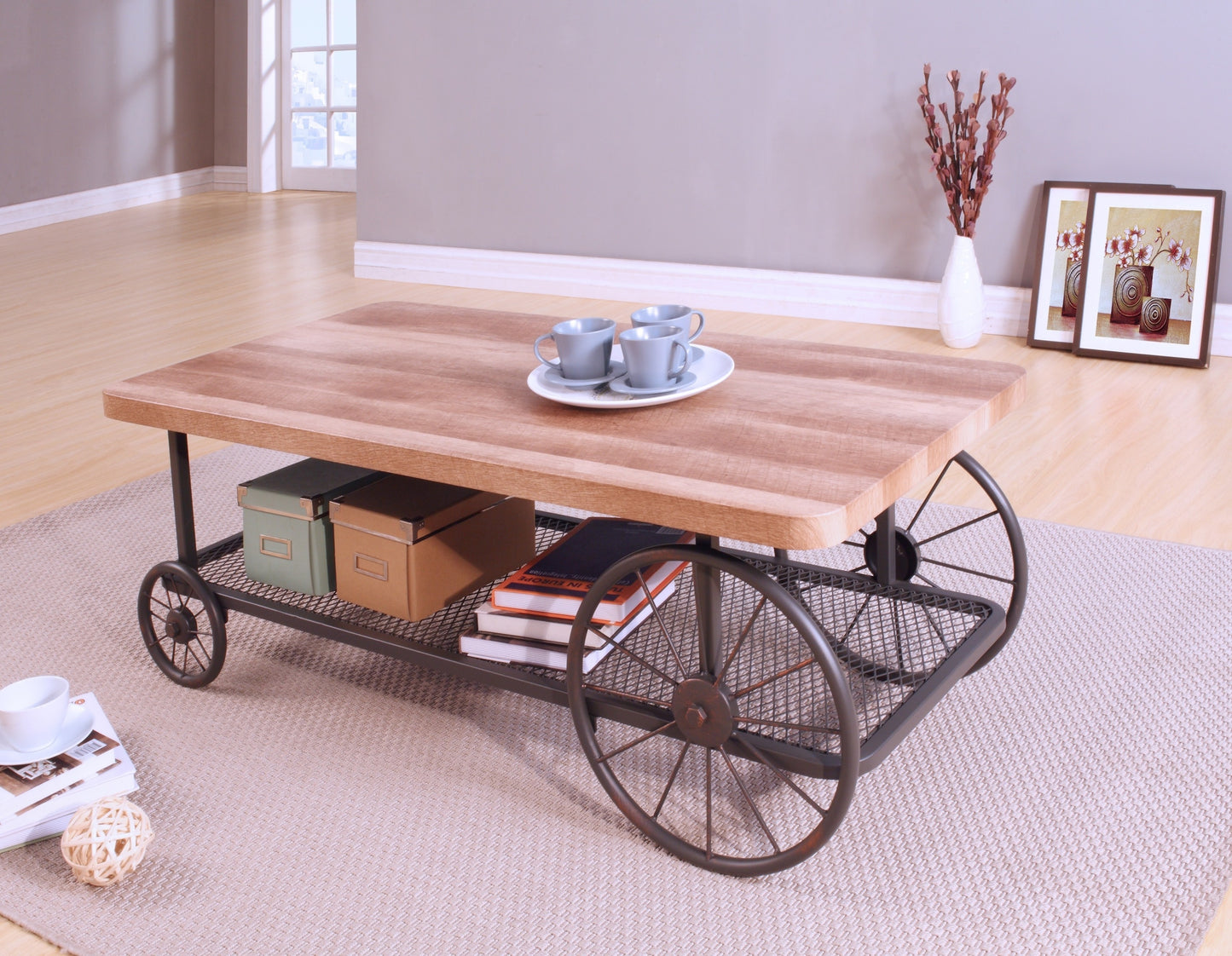 Francie Oak & Antique Gray Finish Coffee Table