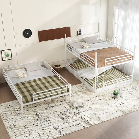 Queen over Queen over Queen Bunk Bed - Light White - detail view 2