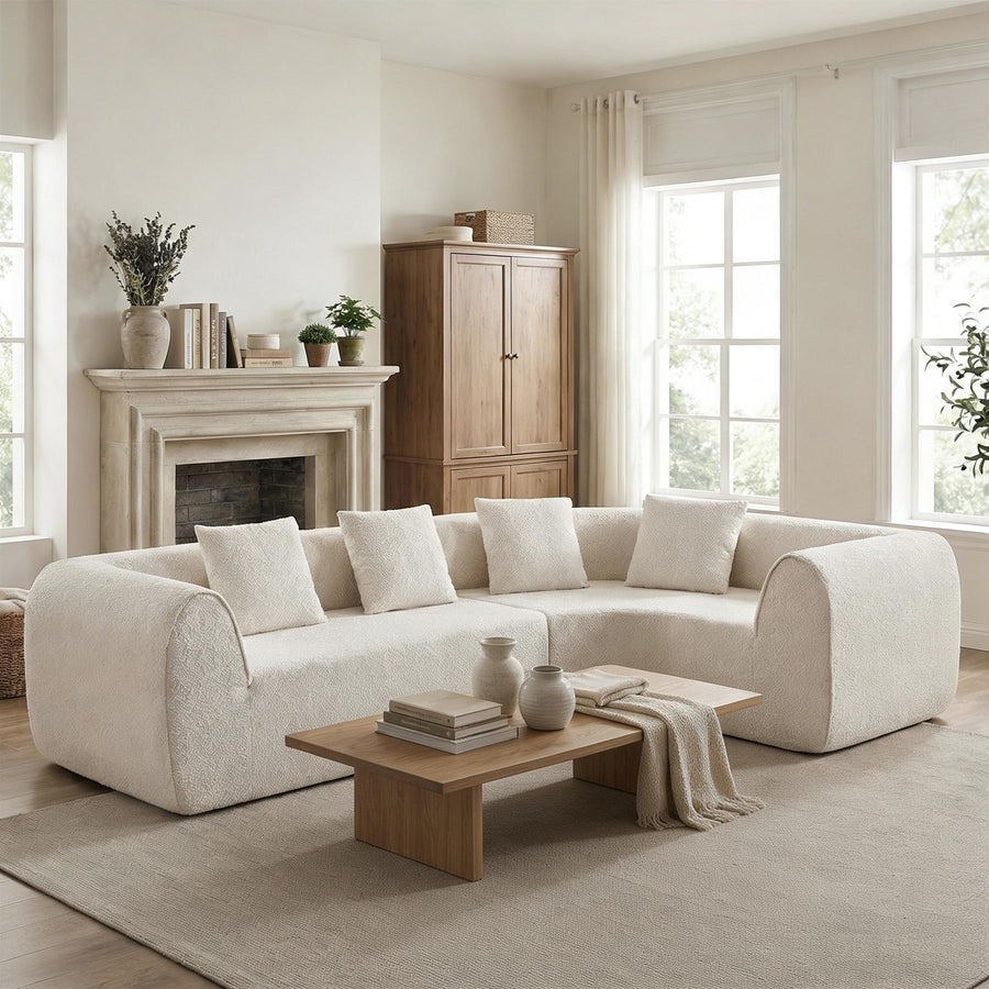 110' Modern Curved L-Shaped Modular Sectional Sofa with High-Density Fully Compressed Sponge, 2-Piece Set, Fully Assembled Right Hand Facing, Perfect for Living - primary color shot