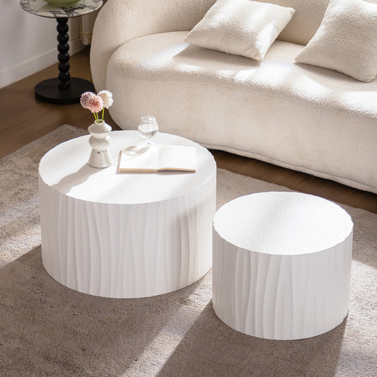 Cream & White Nesting Tables with Wood Legs - detail view 2