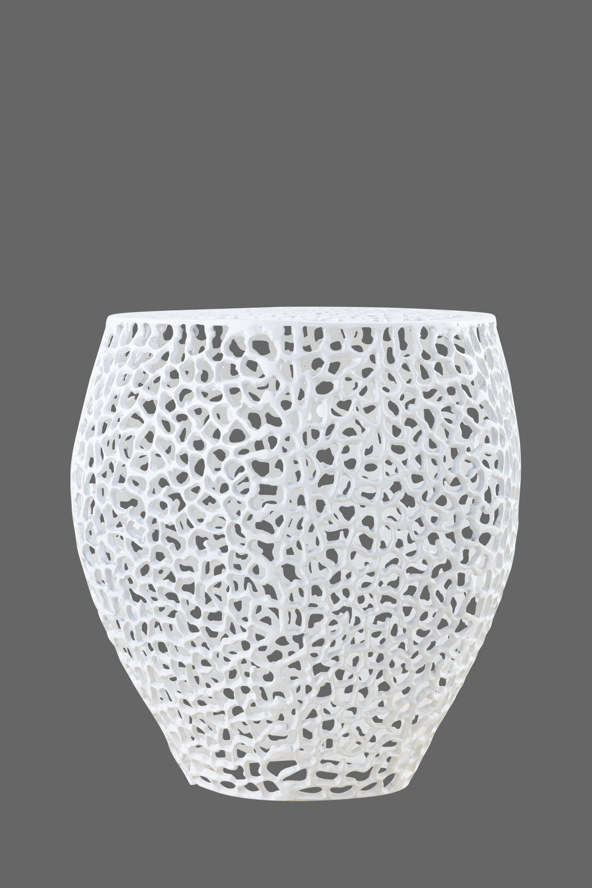 Azriel Aluminum Mesh Side Table, White