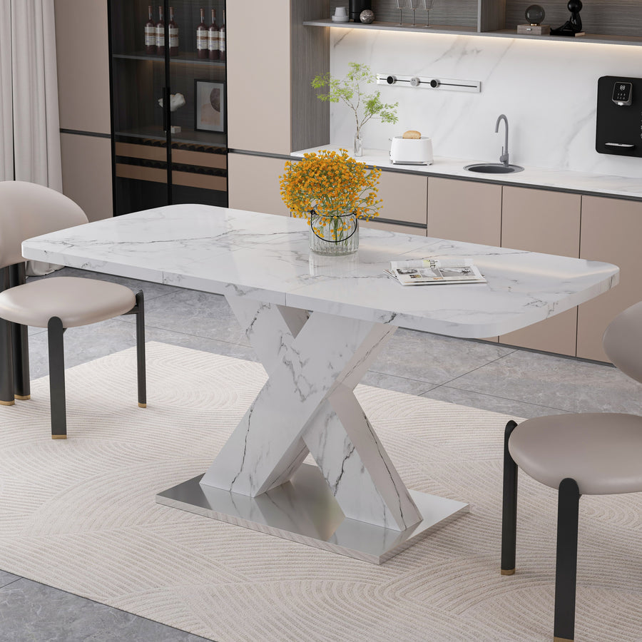 White Metal Dining Room Table - primary image