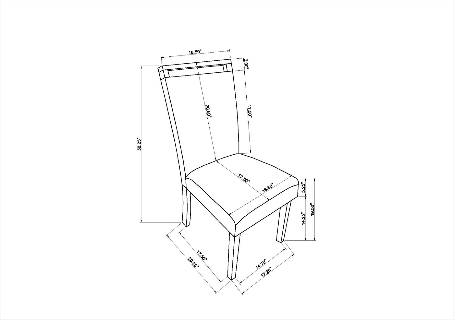 Eliza Full Back Upholstered Side Chairs with Solid Wood Legs, Light Gray Set of 2