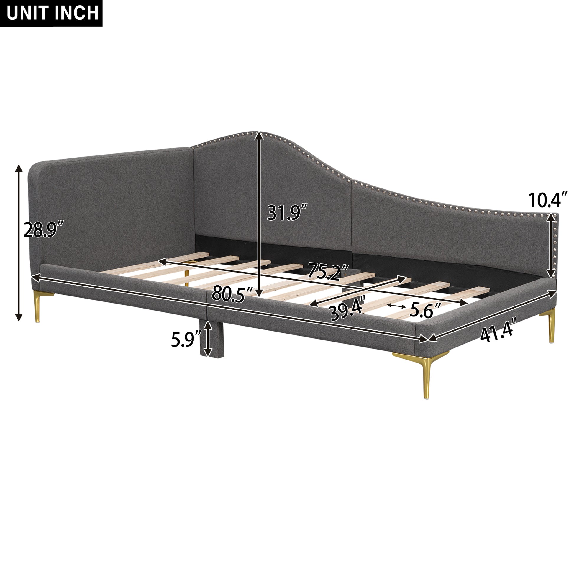 Ori Twin Size Upholstered Daybed with Headboard and Armrest