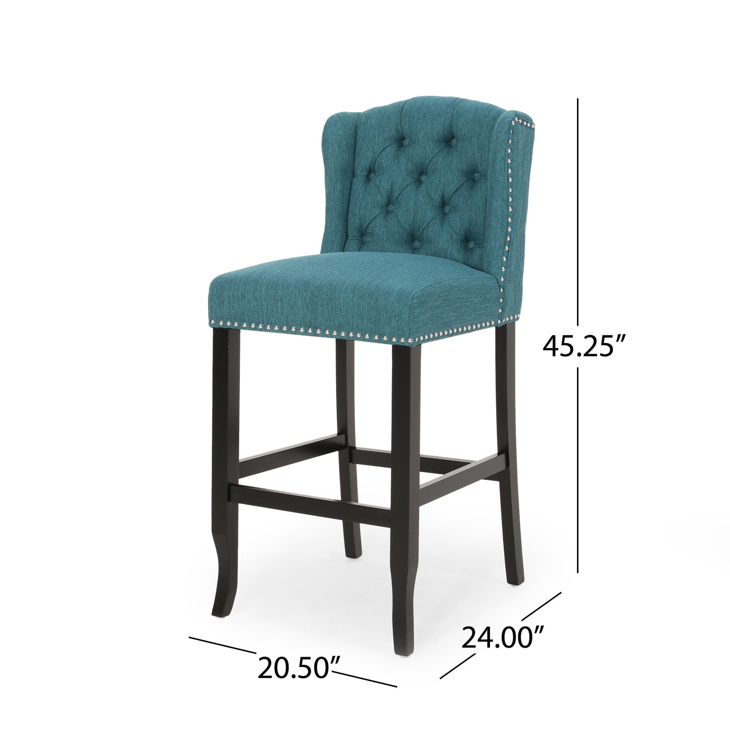 Maura 31" Contemporary Tufted Wingback Bar Stools Set of 2 Teal