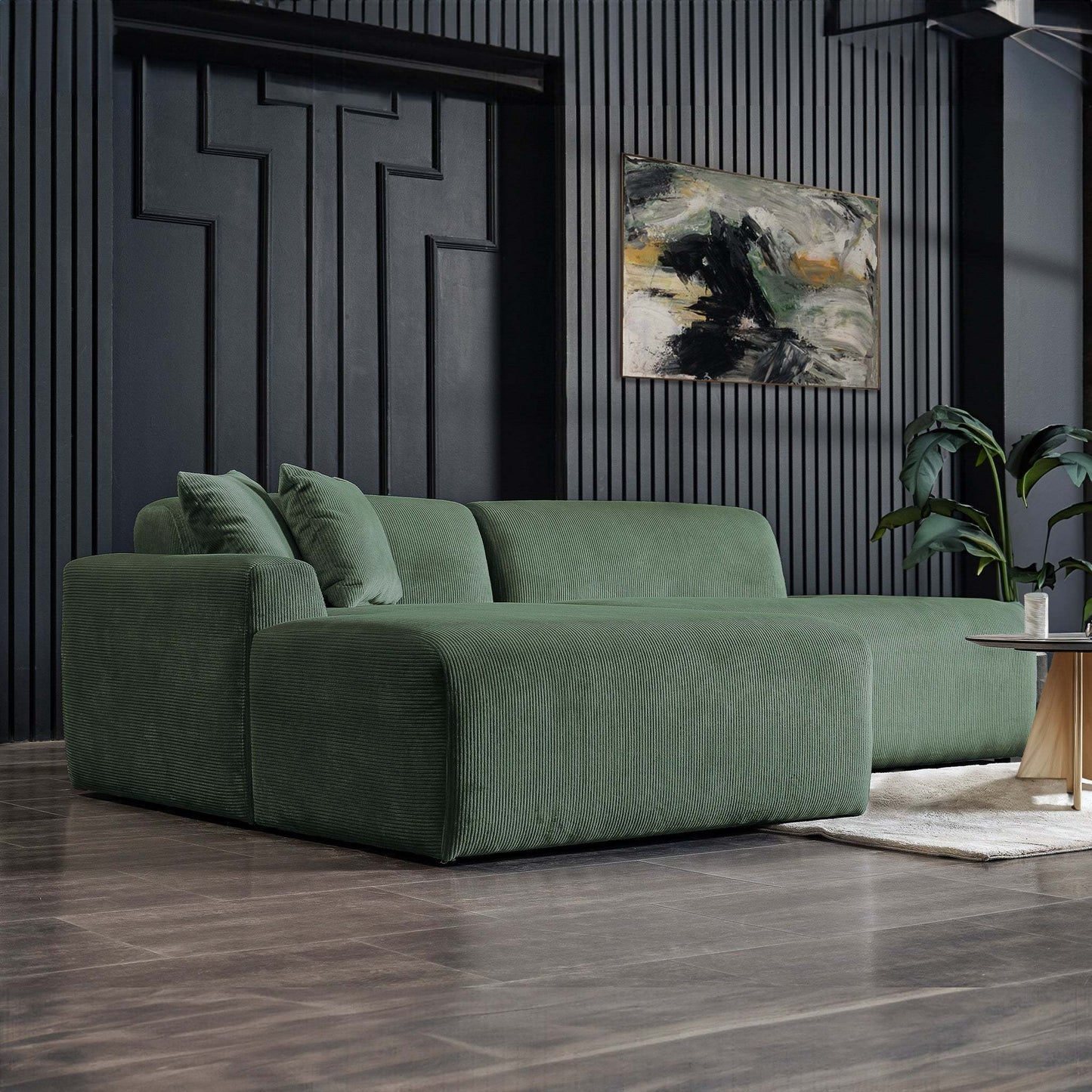 Mar Sectional Green Corduroy Sofa (Left Facing) - detail view 5