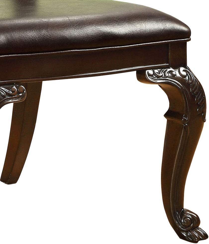 Jurikson Traditional Wood Carved Dining Chairs Set of 2 Brown Cherry