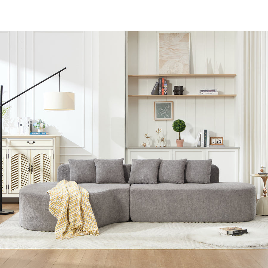 110.2' * 62' Boneless Couches for Living Room, Sectional Curved Sofa with5 Pillows, L-Shape Boneless Couch with Deep Seat, High-Density Memory Foam - primary color shot