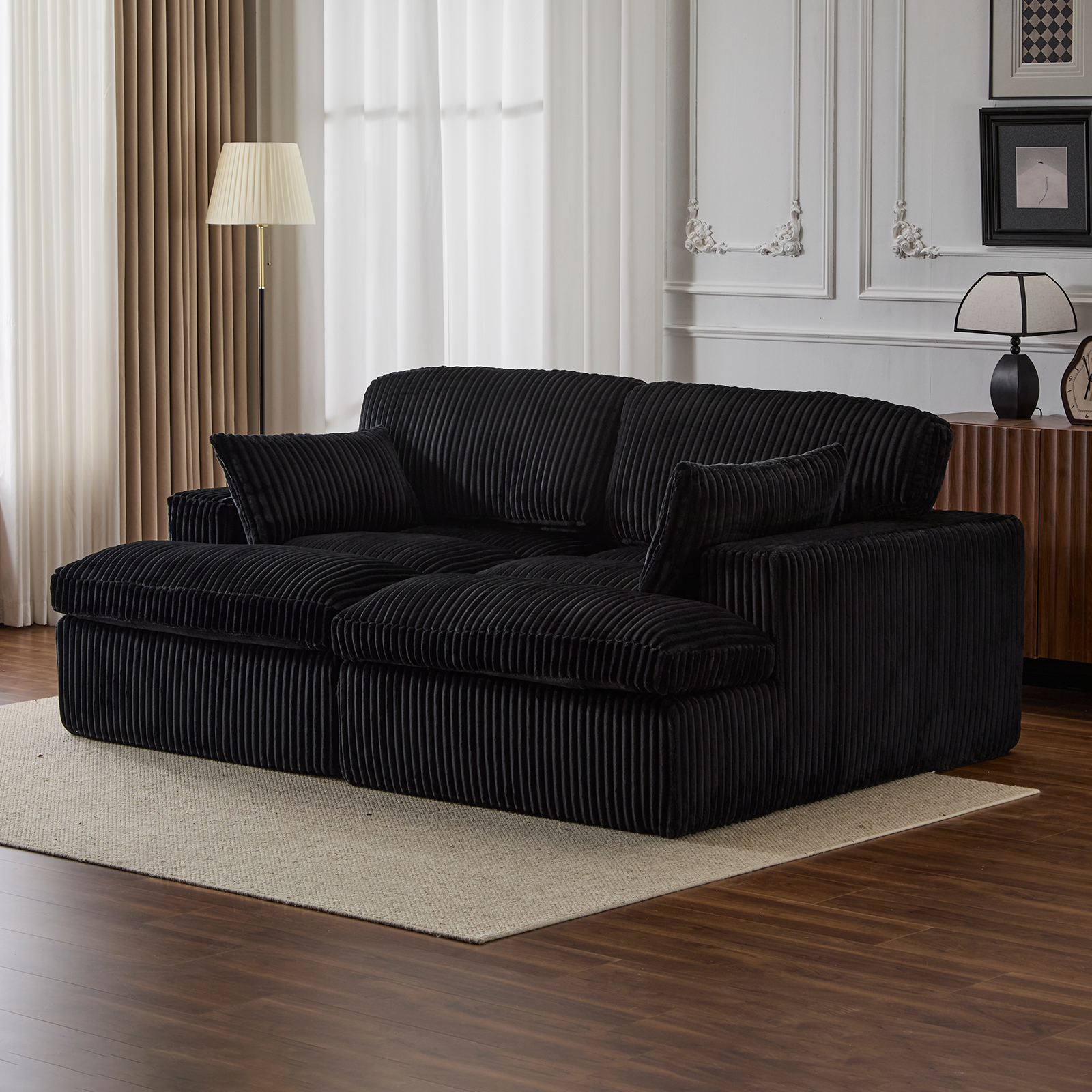 Double Chaise Lounge Chair Indoor - Black - detail view 2