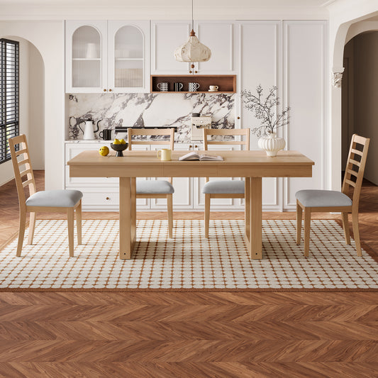 5-Piece Extendable Dining Table Set - Natural - detail view 2