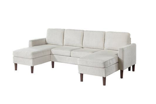 3-Piece Corduroy Sectional Set in Beige - detail view 2